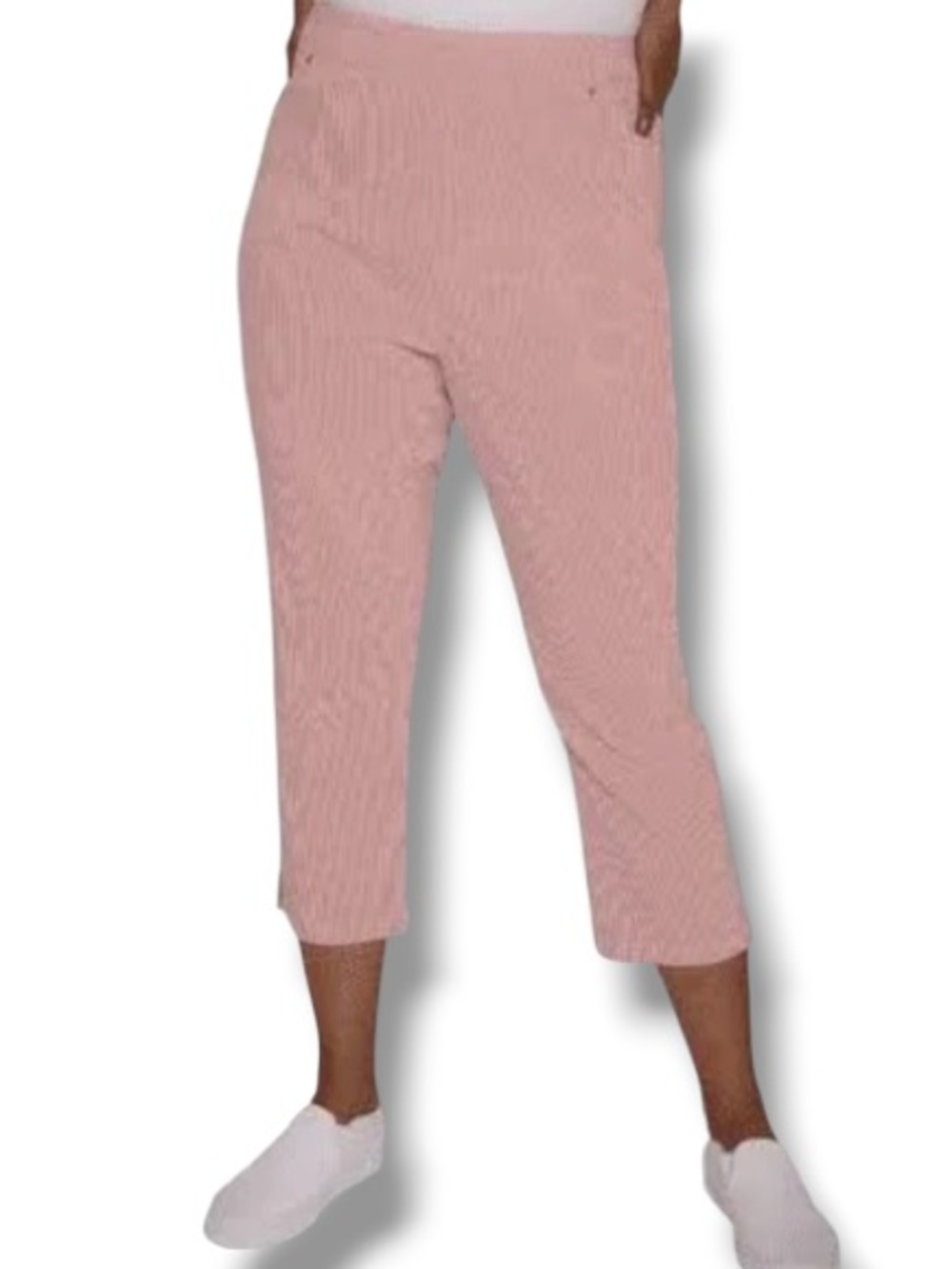 Mario Serrani Women’s Red & White Stripe Pull On Stretch Capri Pants